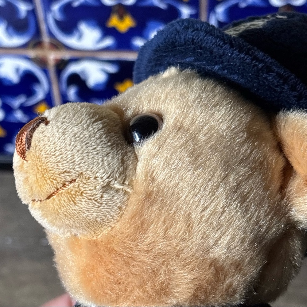 Plush Police Bear Toy - Tan and Blue kids stuffed animal used - Picture 15 of 16